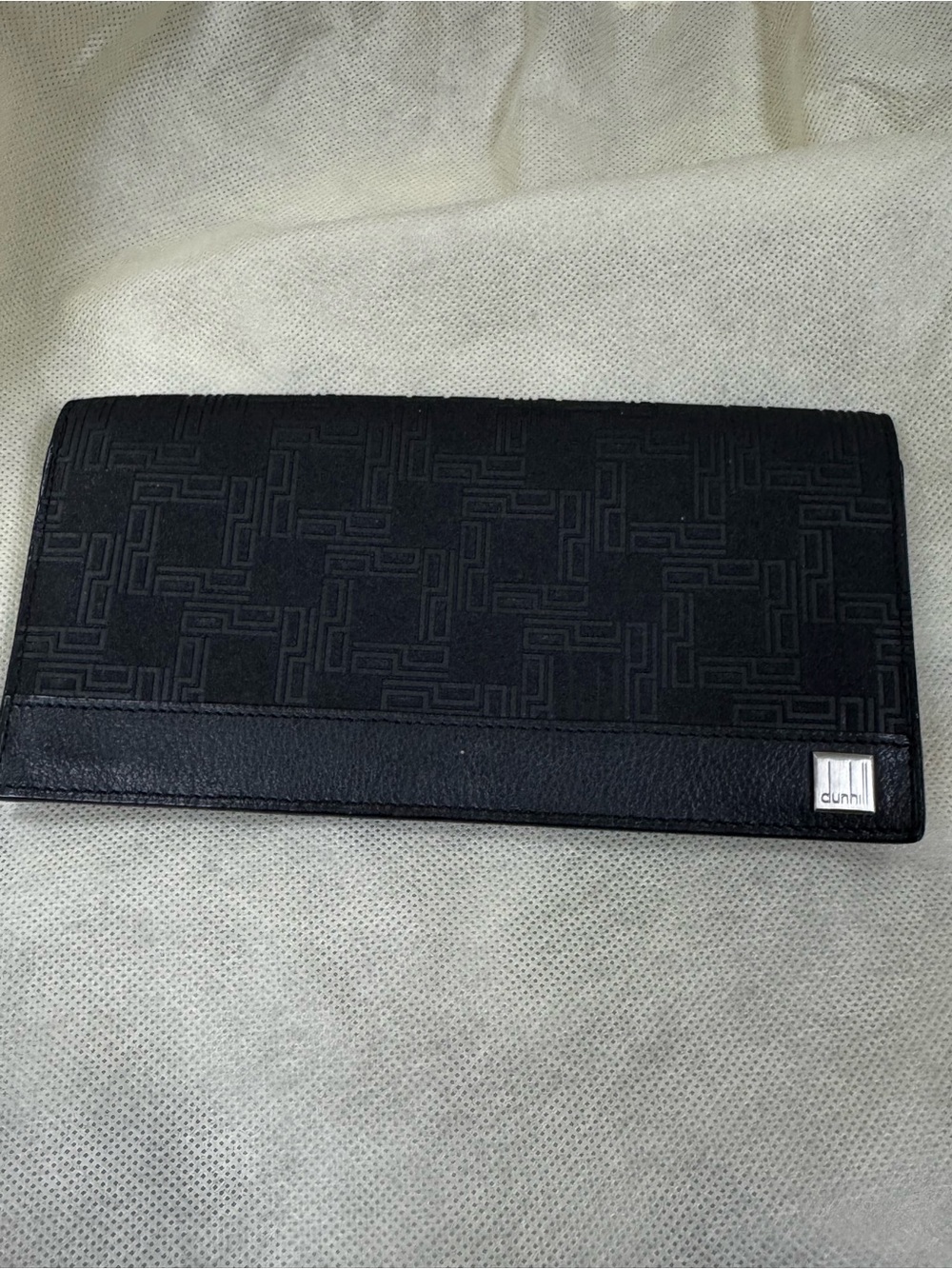Dunhill Black Textured Long Wallet with Logo Plaque